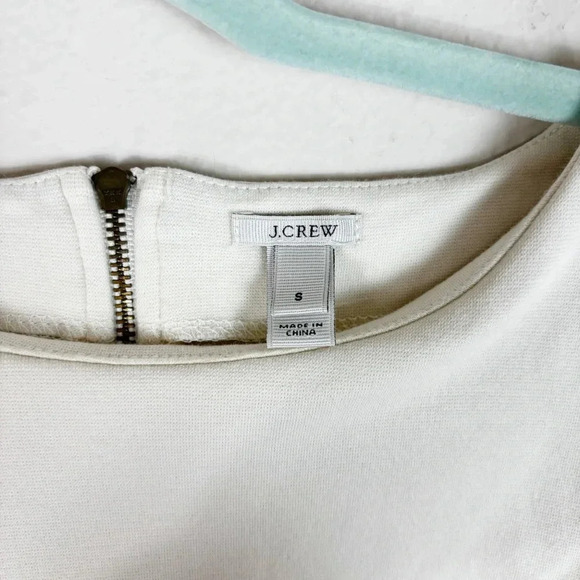 J.Crew Ponte Peplum Zipper Back Blouse Women's Size S Ivory Long Sleeve - Picture 5 of 9